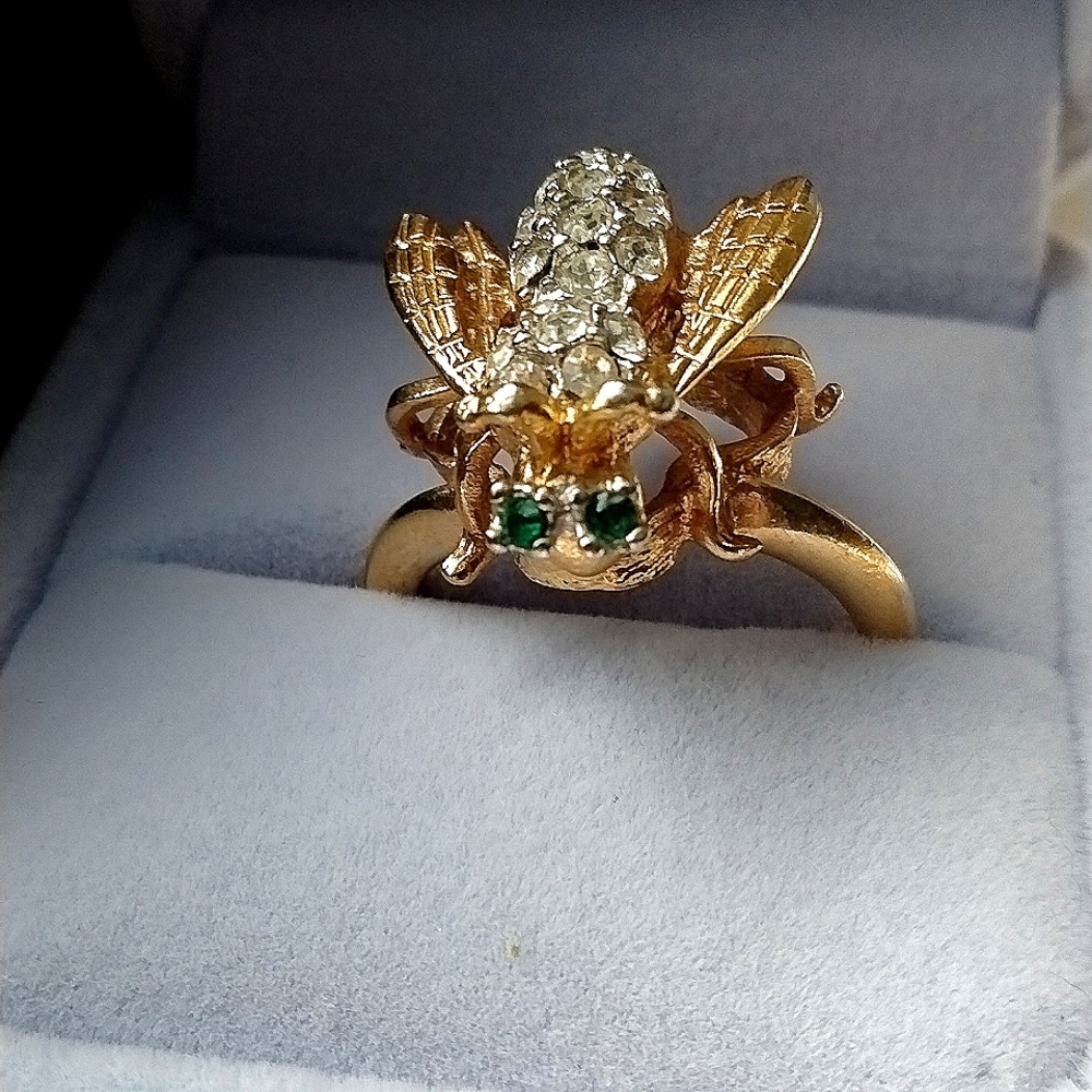 18k Gold Filled Bee Statement Ring - image 3